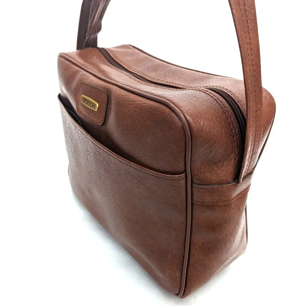 Brown Old Skool Sasoon Faux Leather Shoulder bag - Unisex - Retro - Vintage